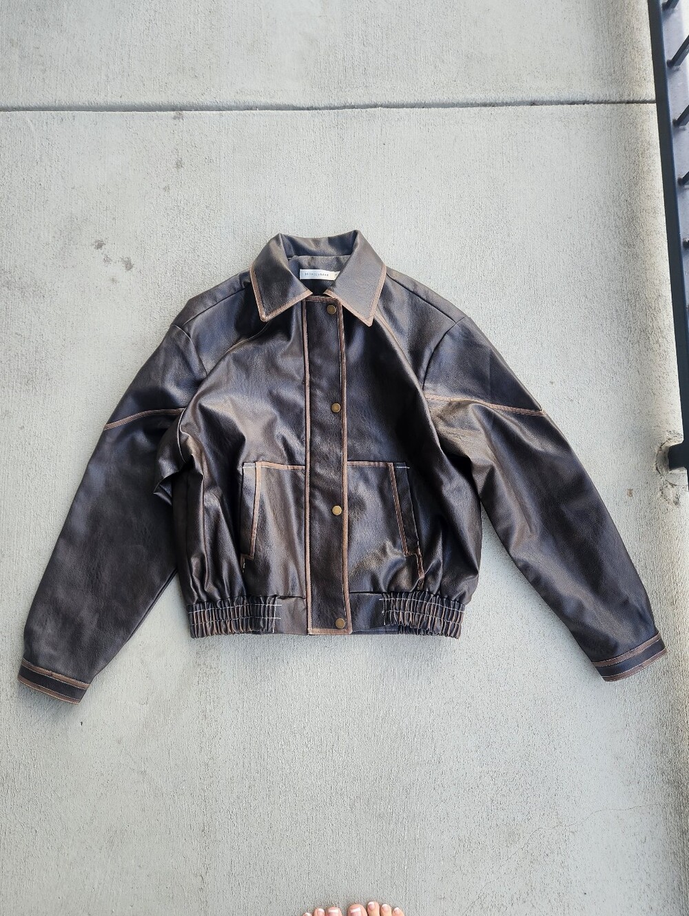 Brown Leather Bomber Jacket